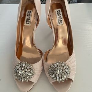 Badgley Mischka satin blush heels with crystal embellishment.  Brand new! 9